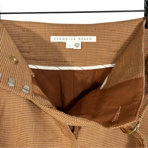 Veronica Beard Borneo High-Waist Chai Shorts with D-Ring Belt Size 2